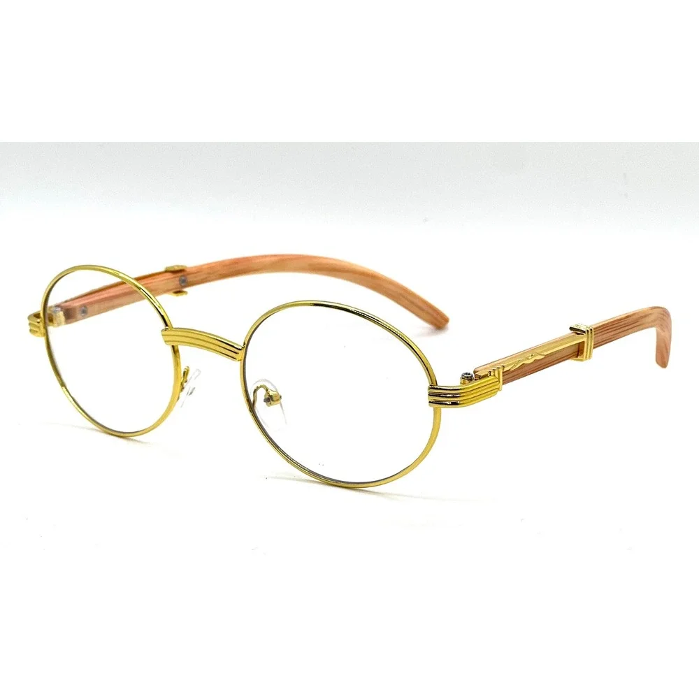 Round Women Eyeglasses Clear Lens Gold Shades Hip‎ Hop Moden Outfit Lentes New